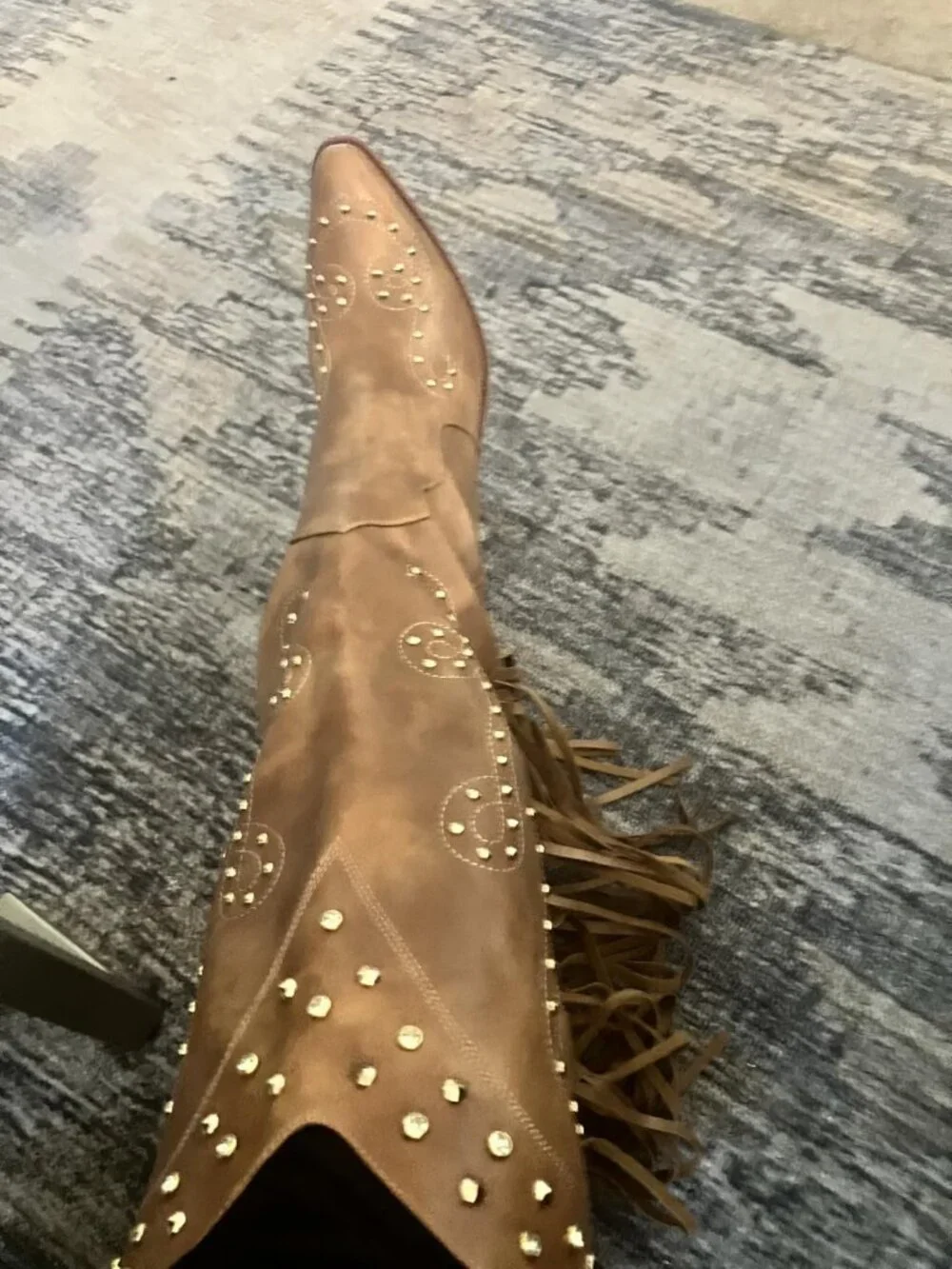 Rhinestone Pointed Toe Fringe Cowgirl Boots - Picture 2 of 9